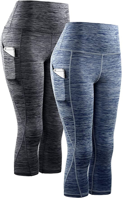 Neleus Women's Yoga Capris Tummy Control High Waist Workout Pants