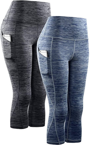 Neleus Women's Yoga Capris Tummy Control High Waist Workout Pants